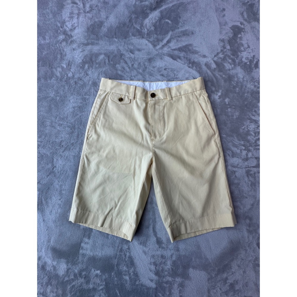 Brooks Brothers Mens W30 Light Yellow Cotton Stretch Chino Shorts Flat Front